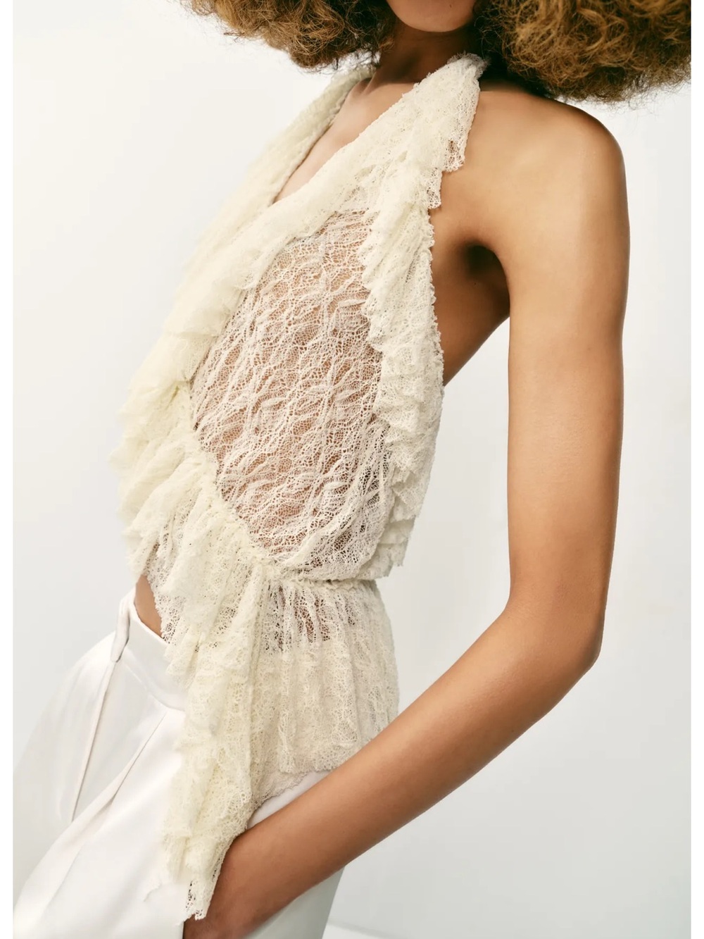 Zara RUFFLED LACE TOP - Picture 6 of 13